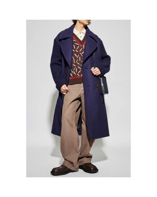 Lanvin Jassen ,Blauw ,Wol Lange Wollen Peacoat in het Blue voor heren