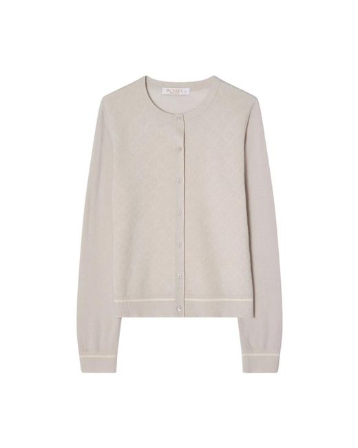 BUSNEL Truien & Vesten ,Wol Penelope Jacquard Merino Wollen Cardigan in het White