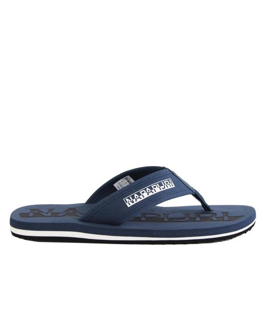 Napapijri Blaue Baumwoll Flip Flops in Blue für Herren