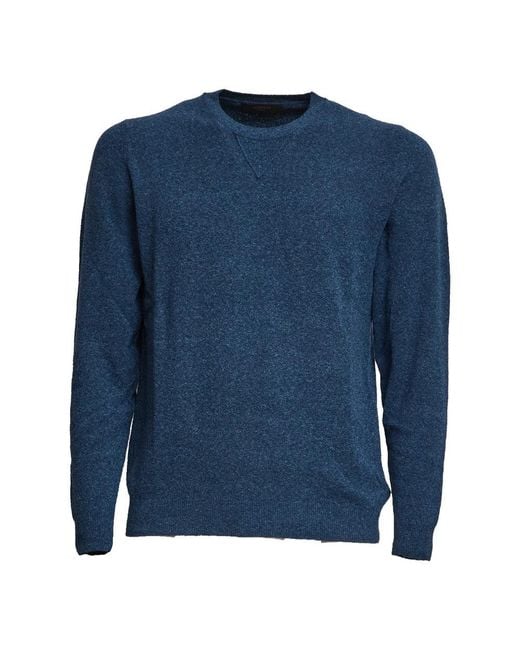 Zanone Blue Round-Neck Knitwear for men