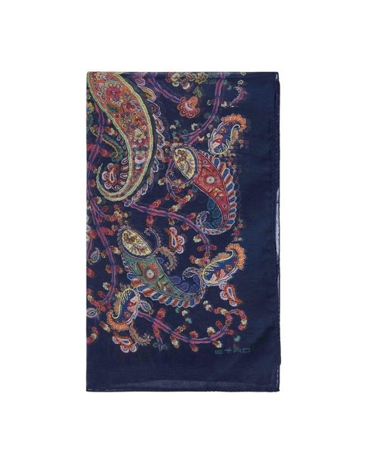 Etro Purple Rechteckiger Schal Mit Paisley-Muster