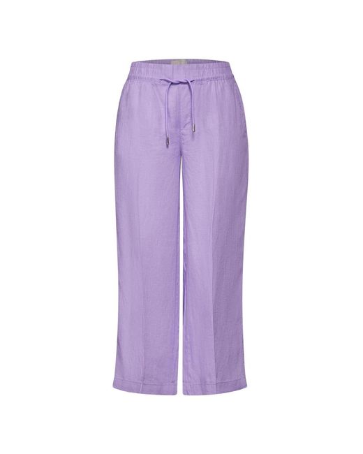Pantalón culotte de lino loose fit Street One de color Purple