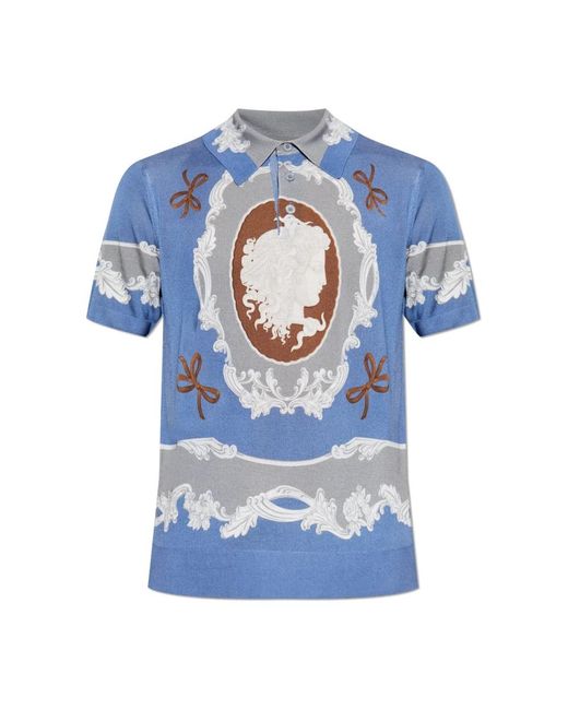 Versace Polo Mit Medusa Cameo-Print in Blue für Herren