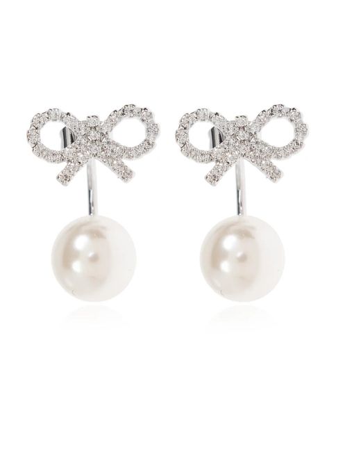 Self-Portrait Earrings in het White