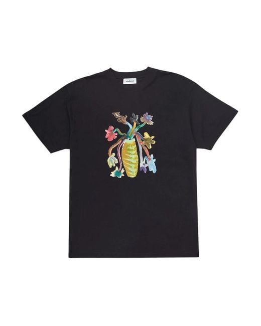 Soulland Blumen kai t-shirt schwarz baumwolle in Black für Herren