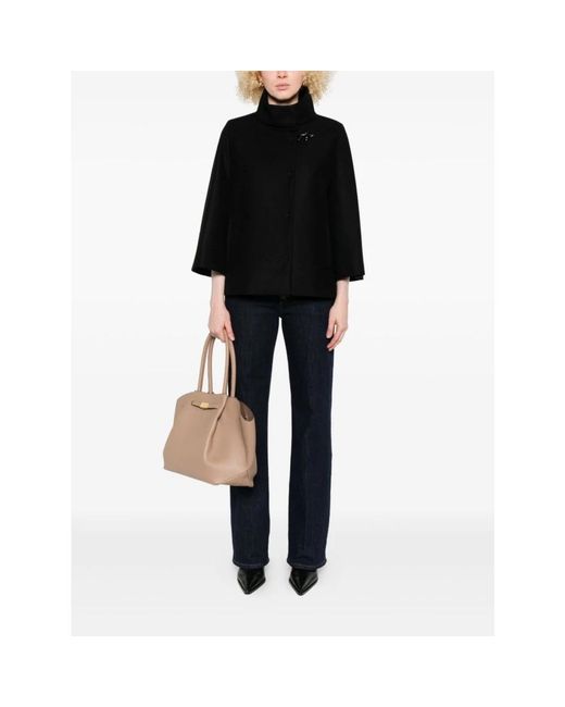 Fay Jassen ,Zwart ,Wol Elegante Wollen Jas Aw 25 in het Black