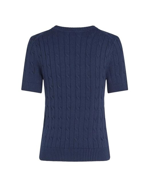 Tommy Hilfiger Gebreide Korte Mouw Trui in het Blue