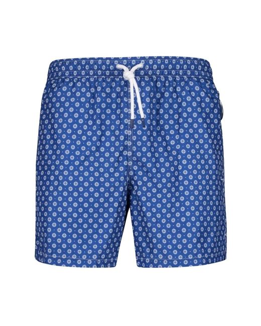 Fedeli Badmode ,Blauw ,Polyester Blauwe Bloemenpatroon Zwembroek in het Blue voor heren