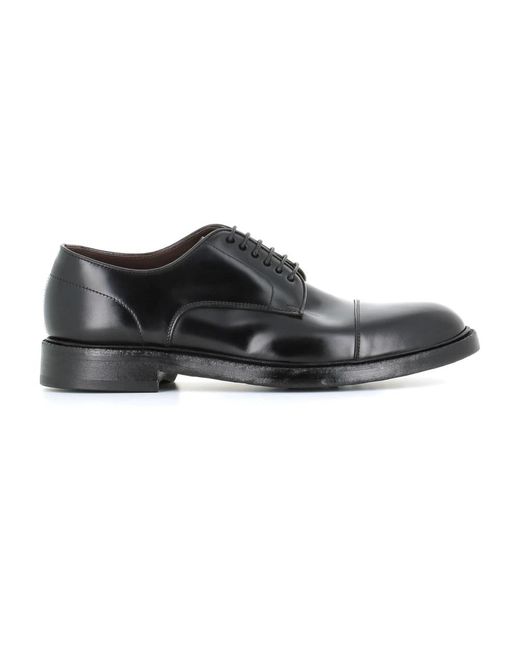 Derby in pelle spazzolata colore nero di Green George in Black da Uomo