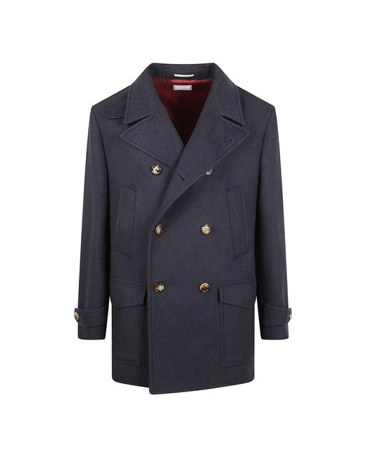 Brunello Cucinelli Jassen ,Blauw ,Wol Korte Jas in het Blue voor heren