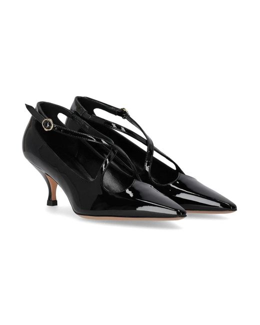 A. BOCCA Schoenen ,Zwart ,Leer Hartvormige Opening Lakleren Pump in het Black