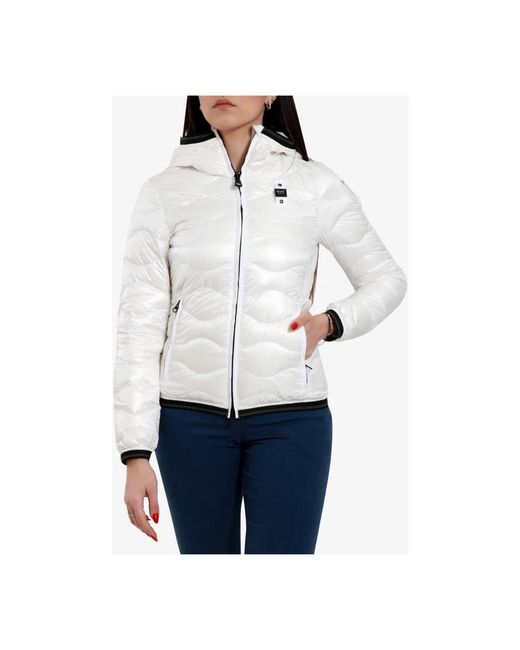 Blauer White Weiße nylon-kapuzenjacke mit wellen