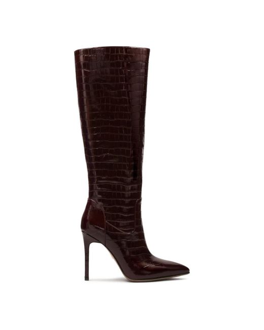 Kazar Brown Dunkelrote Geprägte Lederstiefel