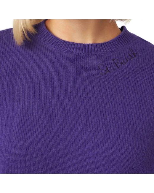 Mc2 Saint Barth Purple Round-Neck Knitwear