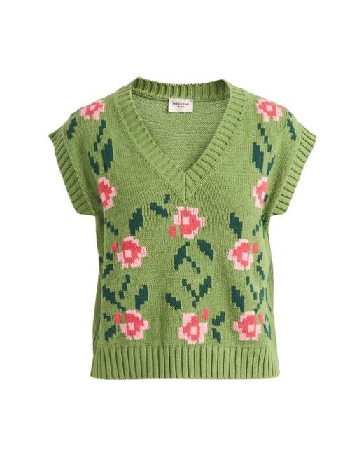 Weekend by Maxmara Green V-Neck Knitwear