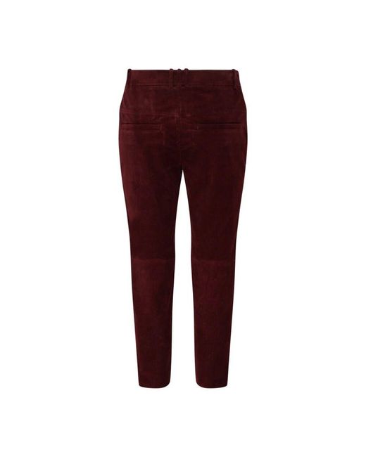 Pantaloni cropped in camoscio di cotone rosso bordeaux di Balmain in Purple da Uomo