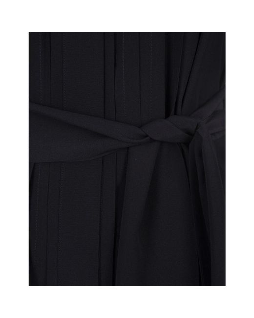 Kiton Blue Elegantes schwarzes seidenhemdkleid
