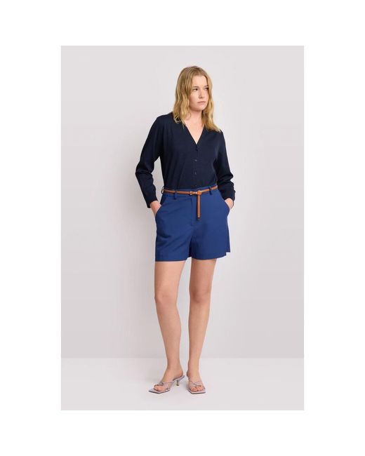 Kocca Korte Broeken ,Blauw ,Leer Comfort Fit Tailored Shorts in het Blue