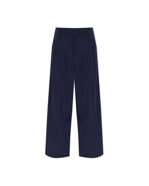 KENZO Broeken ,Blauw ,Wol Wide Leg Wollen Broek in het Blue