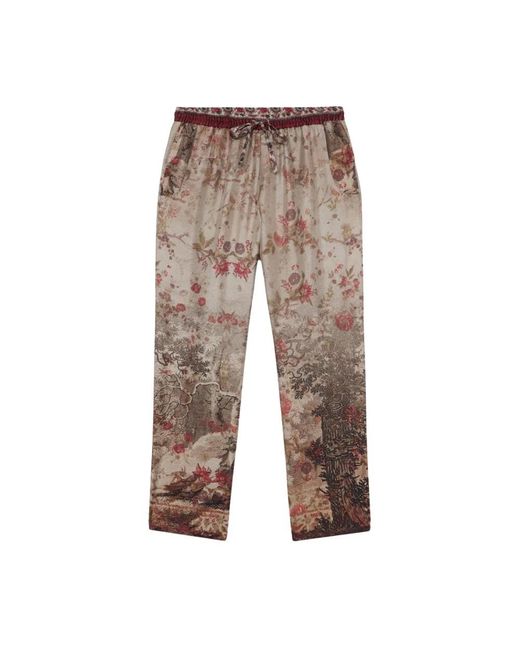 Pierre Louis Mascia Natural Seidenhose Mit Vintage-Drucken