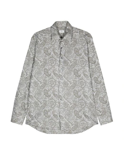 Etro Paisley blumen langarmhemd multicolor in Gray für Herren