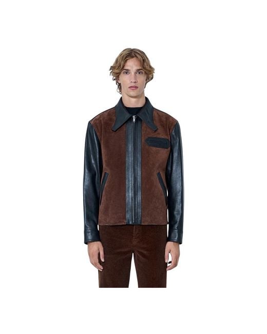 Marni Blue Leather Jackets for men