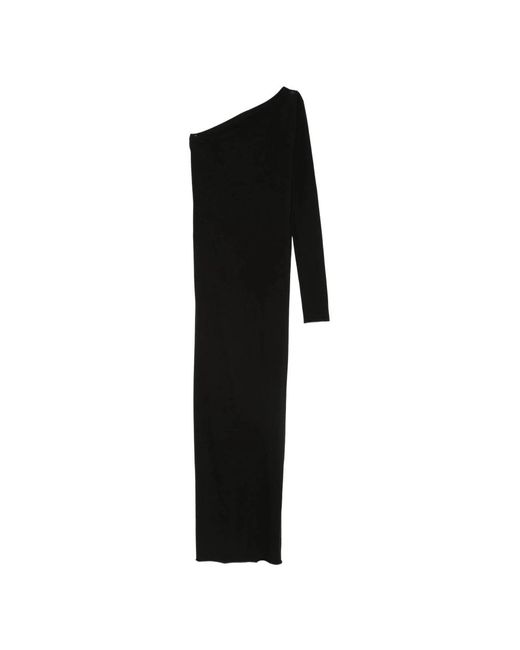 Rick Owens Kleedjes ,Zwart ,Katoen Zwarte Ziggy One-Shoulder Jurk in het Black