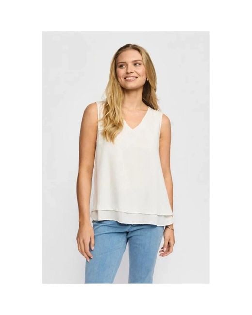 2-Biz White Sleeveless Tops