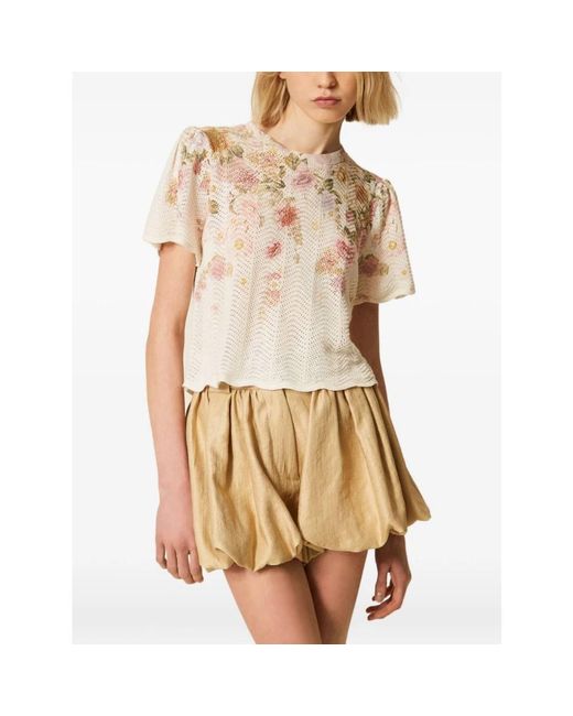 Twinset Natural Round-Neck Knitwear