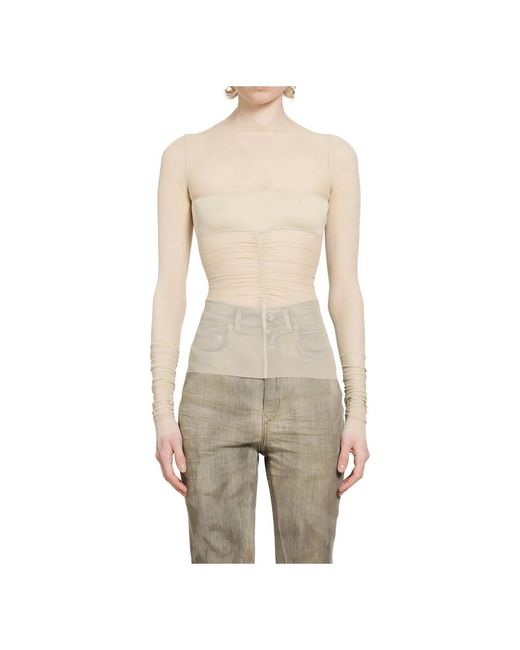 Rick Owens Natural Long Sleeve T-Shirts