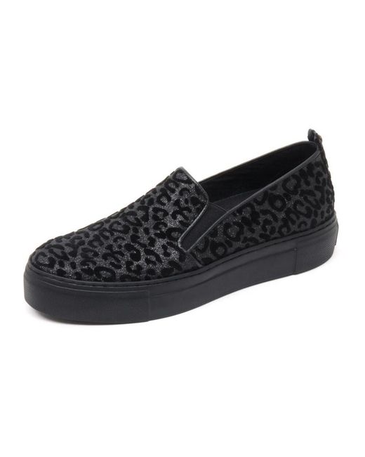 Trussardi Black Leopard Slip-On Schuh Mit Keilabsatz