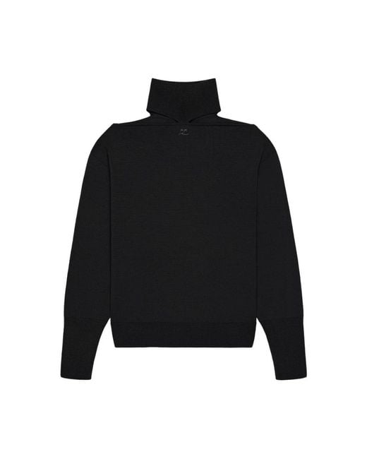 Courreges Logo Ribbed-Knit Turtleneck Trui in het Black