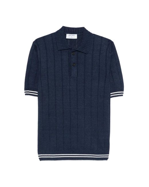 Gran Sasso Geribbelde Polo in het Blue voor heren