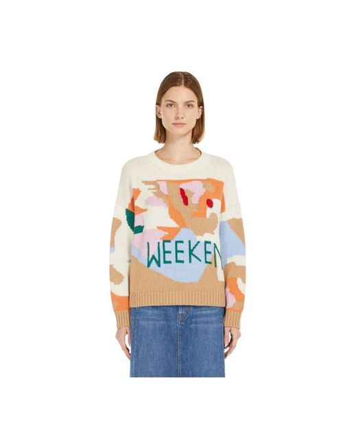 Max Mara Blue Fabian baumwollpullover orange,fabian baumwollpullover blau intarsia-muster