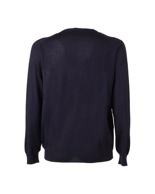 Fedeli Blue V-Neck Knitwear for men