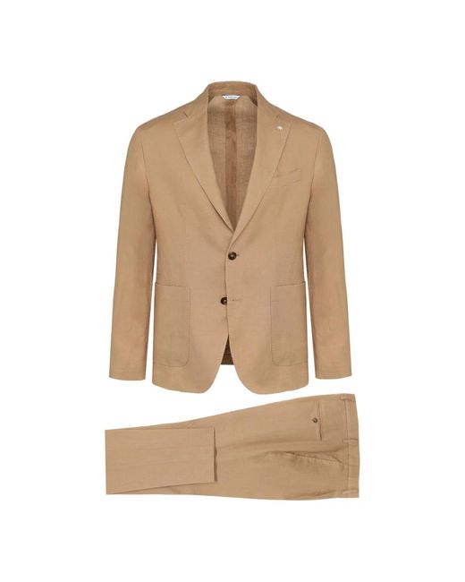 Manuel Ritz Kostuums ,Bruin ,Slim Fit Kameel Jurk Jas in het Natural voor heren
