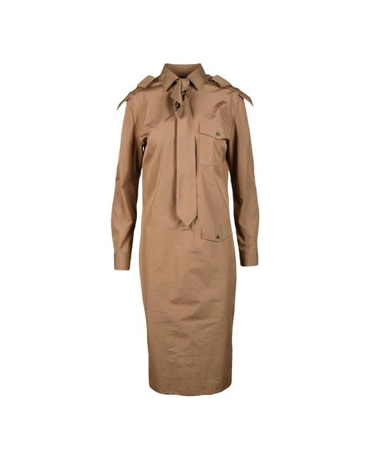 Prada Kleedjes ,Bruin ,Katoen Chemisiere Jurk, 100% Katoen in het Brown