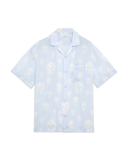 McQueen Blue Short Sleeve Shirts for men