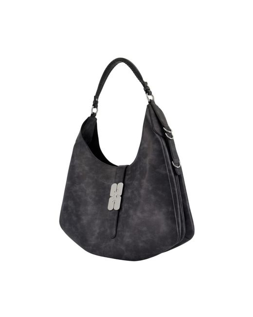 Ganni Black Kat Large Vintage Shoulder Bag