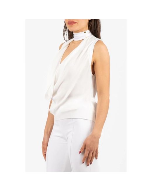 Elisabetta Franchi White Sleeveless Tops