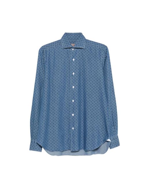 Barba Napoli Blue Casual Shirts for men