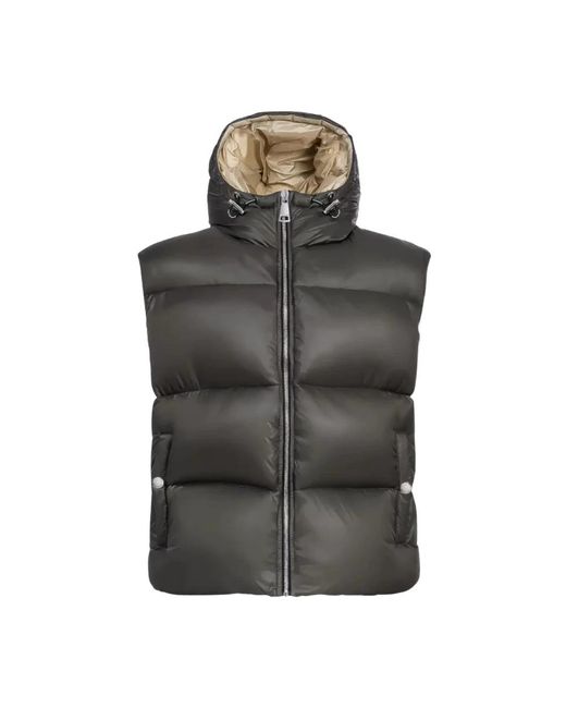 Khrisjoy Jassen ,Groen ,Polyester Puffer Vest Met Capuchon in het Gray