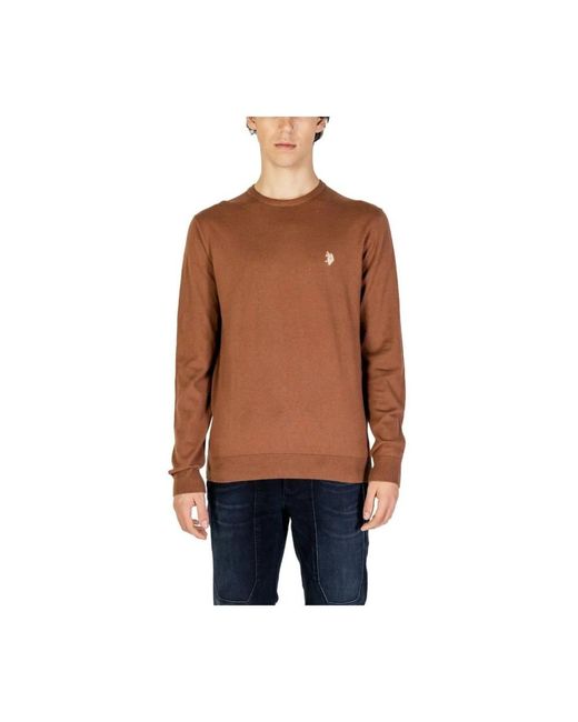 U.S. POLO ASSN. Brown Round-Neck Knitwear for men