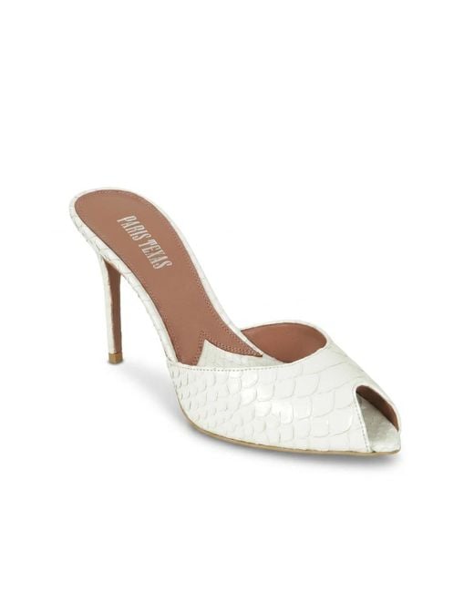 Paris Texas White Heeled Mules