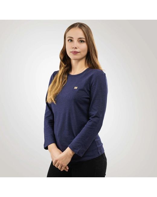 EA7 Tops ,Blauw ,Katoen Longsleeve Shirt in het Blue
