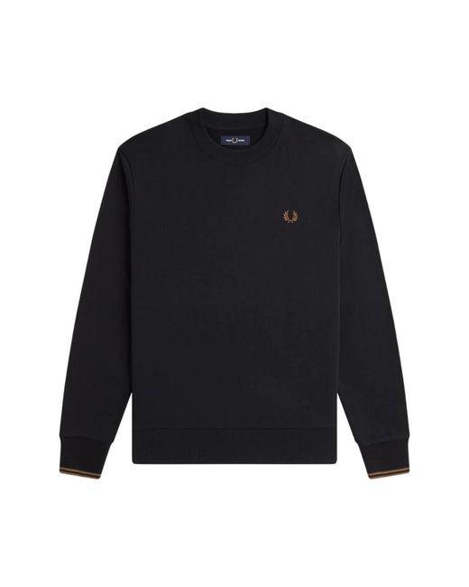 Fred Perry Hoodies & Sweatvesten ,Zwart ,Katoen Sweatshirt Met Ronde Hals in het Blue voor heren