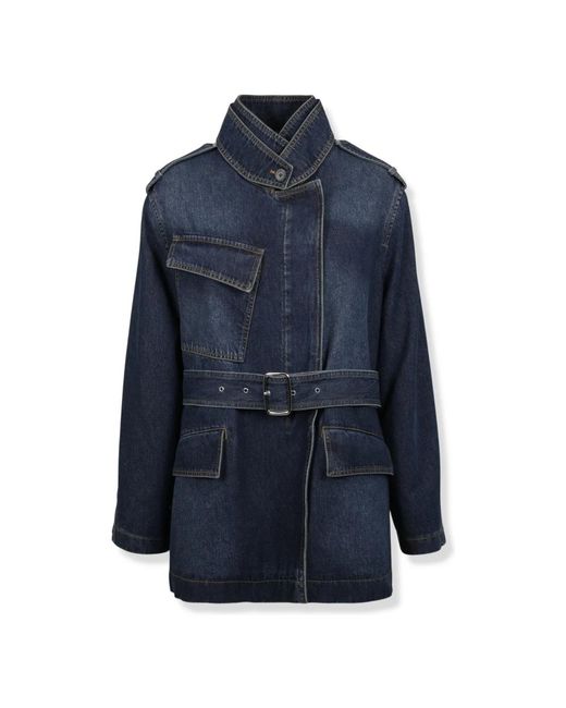 Closed Jassen ,Blauw ,Denim Korte Denim Trenchcoat in het Blue