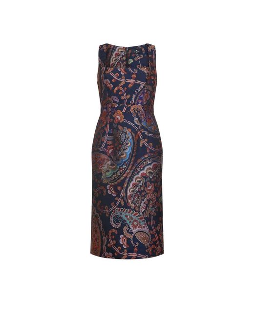 Etro Kleedjes ,Veelkleurig ,Polyester Jacquard Midi Jurk in het Purple