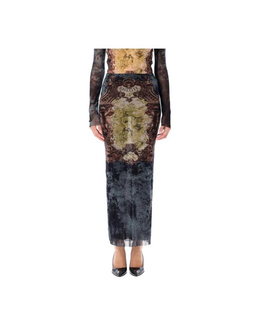 Jean Paul Gaultier Black Vintage Print Maxi Rock