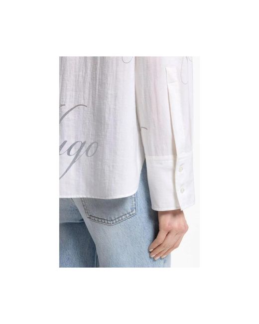 HUGO Oversize Shirt in het White